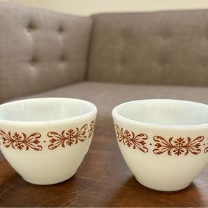 Pyrex "COPPER FILIGREE" Small Milk Glass Bowl / Large Ramekin or Custard Cups